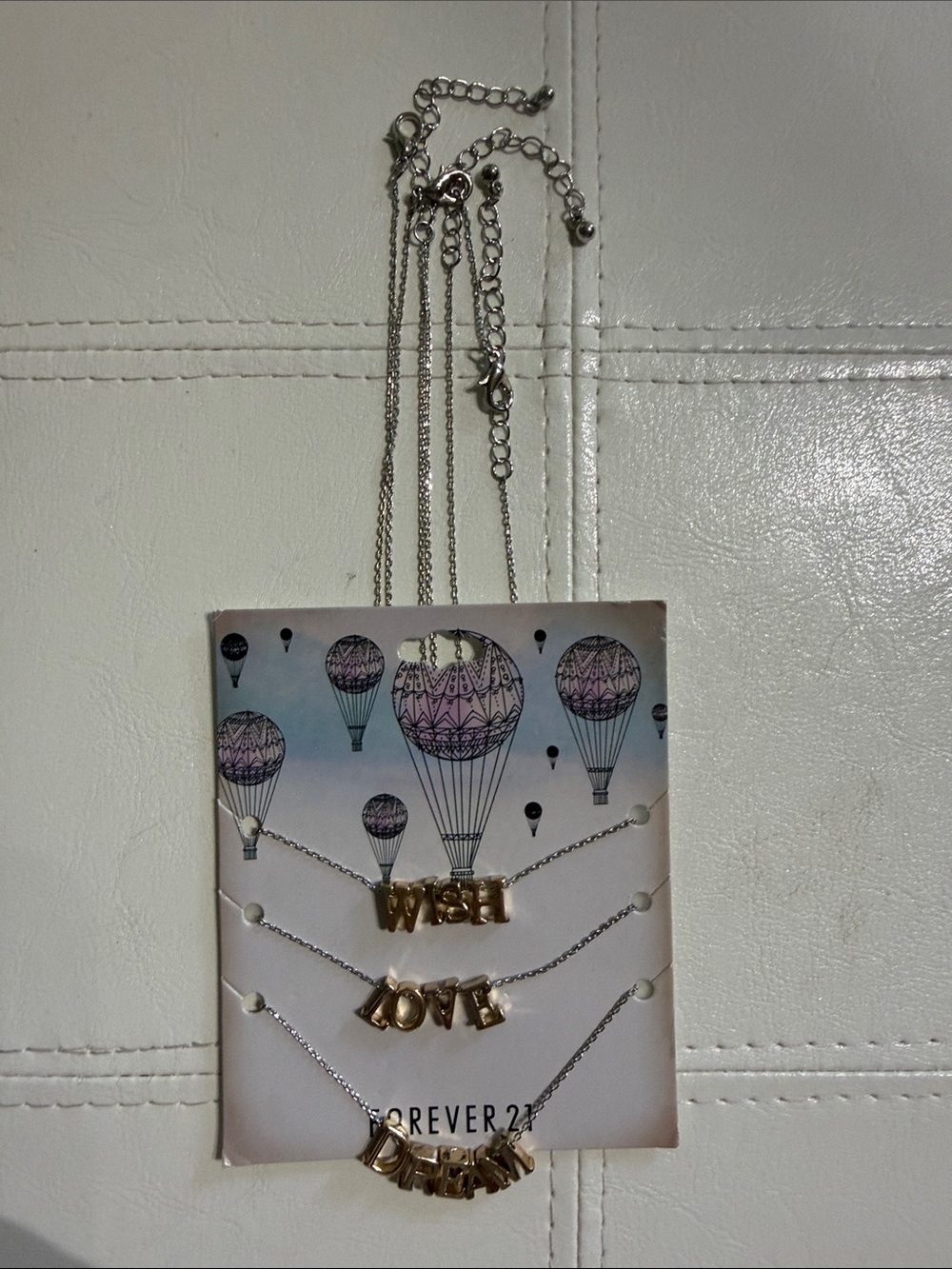 Forever 21 Silver Chains with Gold Word Pendant Set